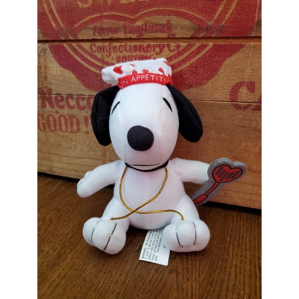 Russell Stover 7" Plush Snoopy Valentines Bon Appetit! Chef Hat Spatula Stuffed